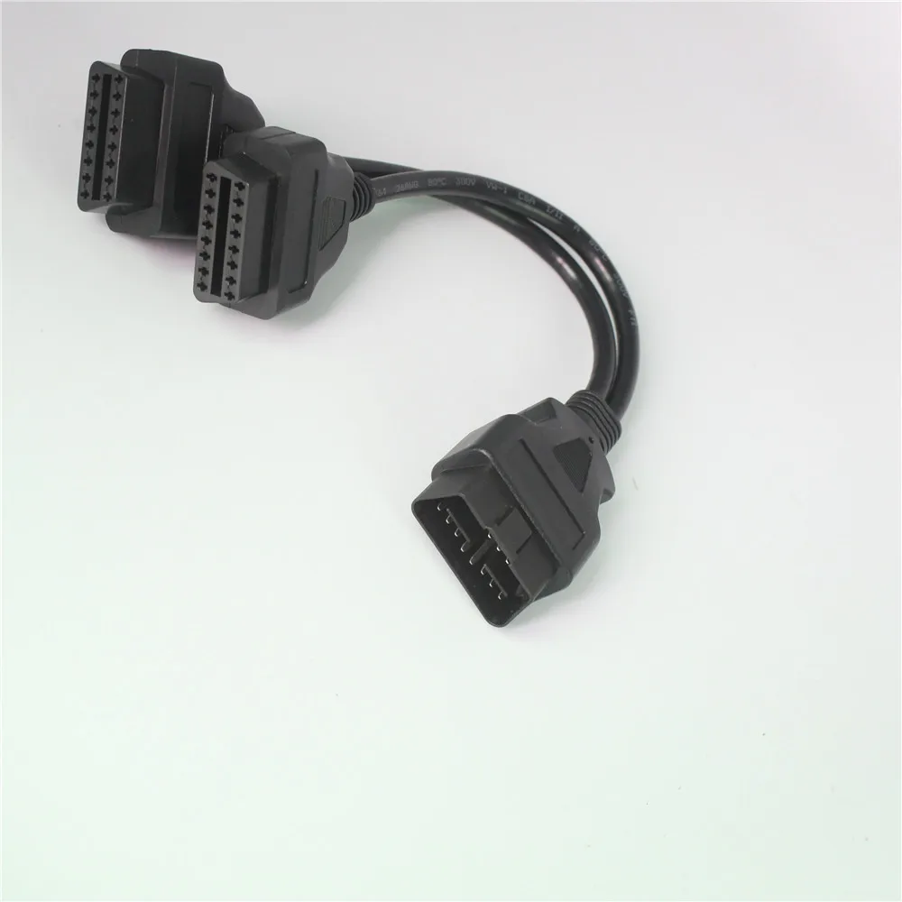 Acheheng Car cables Full 16Pin 30CM OBD2 Connector 1-2 Splitter Male to Dual Female 30 CM Car OBD 2 Extension Cable