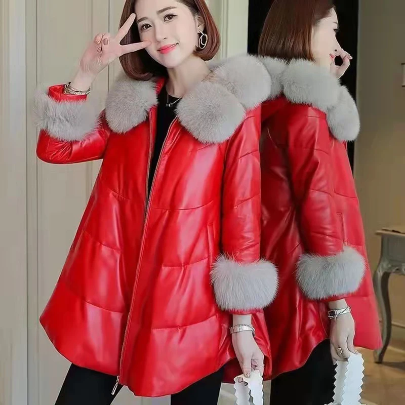 Winter Leather Jacket women New Imitation Sheepskin Leather Coat 2023 Ladies Small, Medium and long section