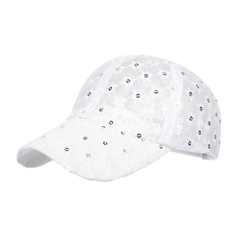 

Trend Baseball Cap Women Adjustable Mesh Sequins Casual Hat Snapback Ponytail Sport Hats Cross Elastic Outdoor HipHop Caps