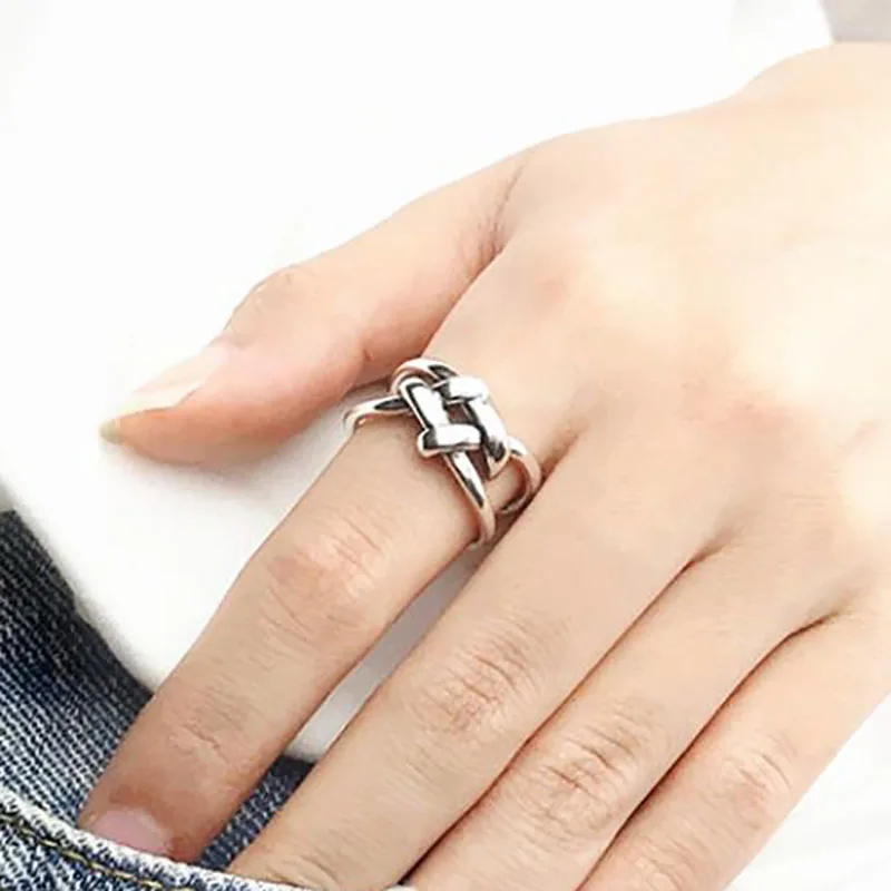 Foxanry Minimalist Silver Color Geometry Ring for Women Engagement Personality Jewelry New Fashion Accessories Gift