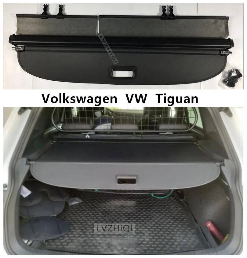 Rear Trunk Cargo Cover Security Shield For Volkswagen VW Tiguan 2017 2018 2019 2020 High Quality Auto Accessories Black Beige