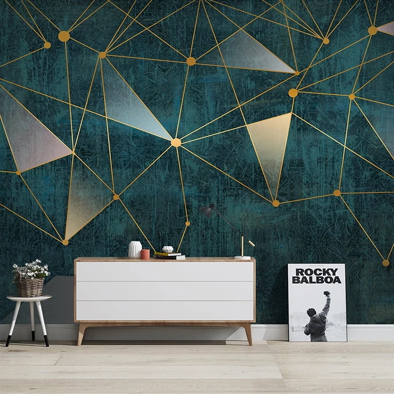 Modern Minimalistic Geometric Lines Blue 3D Murals Wallpaper Living Room TV Background Home Decor Wall Cloth Waterproof For Wall