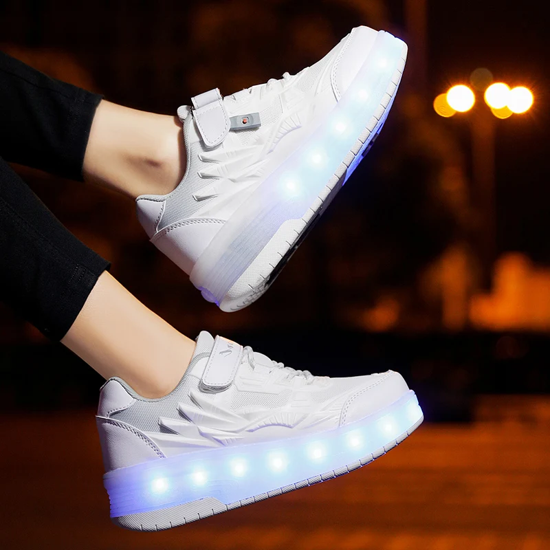 Roller Skate Shoes For Kids 2 Wheels Sports Sneakers Boys Girls Fashion Lighted Led Flashing Children Toys Gift Game Boots