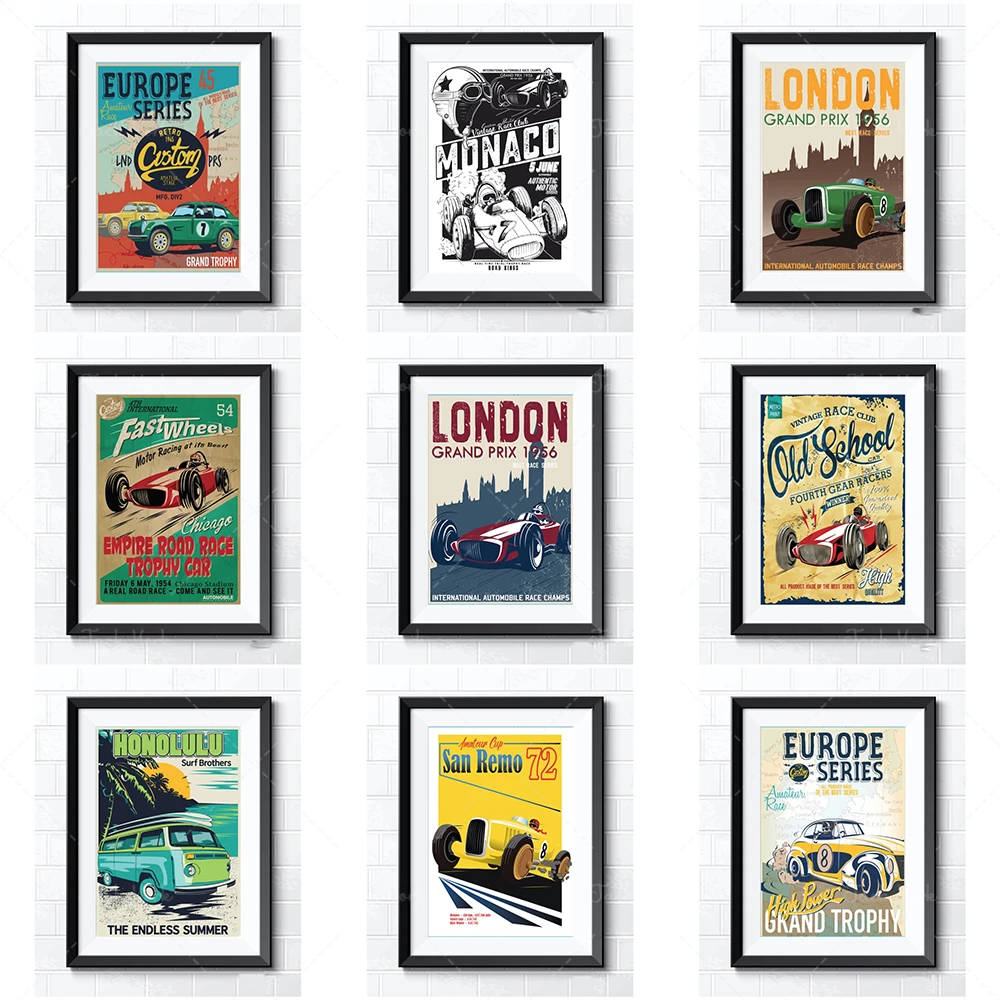 Superb Retro Style Motor Racing Vintage Cars Poster Prints Great Gifts