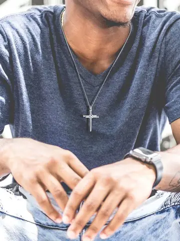 Vnox Big Cross Necklaces for Men Women,Stainless Steel Religion Christ Jesus Crucifix Prayer God Faith Statement Gothic Pendant