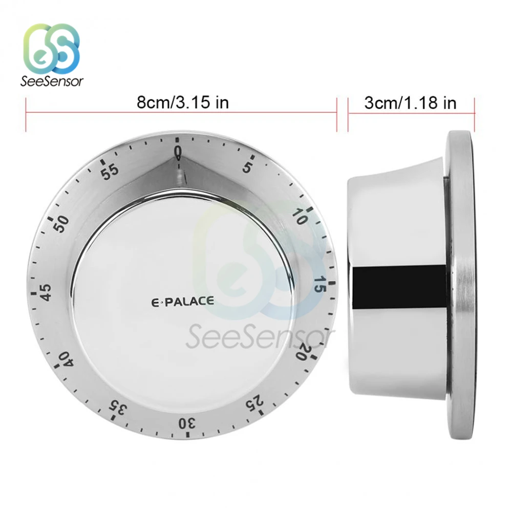 Temporizador de cozinha em aço inoxidável com base magnética Temporizador de cozinha mecânico Relógio despertador contagem regressiva Ferramentas de cozinha Gadgets de cozinha