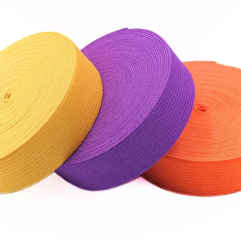 2-10Meter/Pack Width-2cm Elastic Band Color Crocheted Stretch Rope Accessories Polyester Flat DIY Clothing Bag Supplies Material