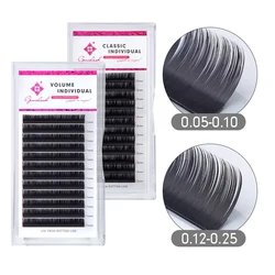 Genielash 0.07-0.25 Extension Eyelash Supplies Individual Eyelashes Mink 8-15mm Cilios Hybrid Set Natural Lash Extension 12Lines