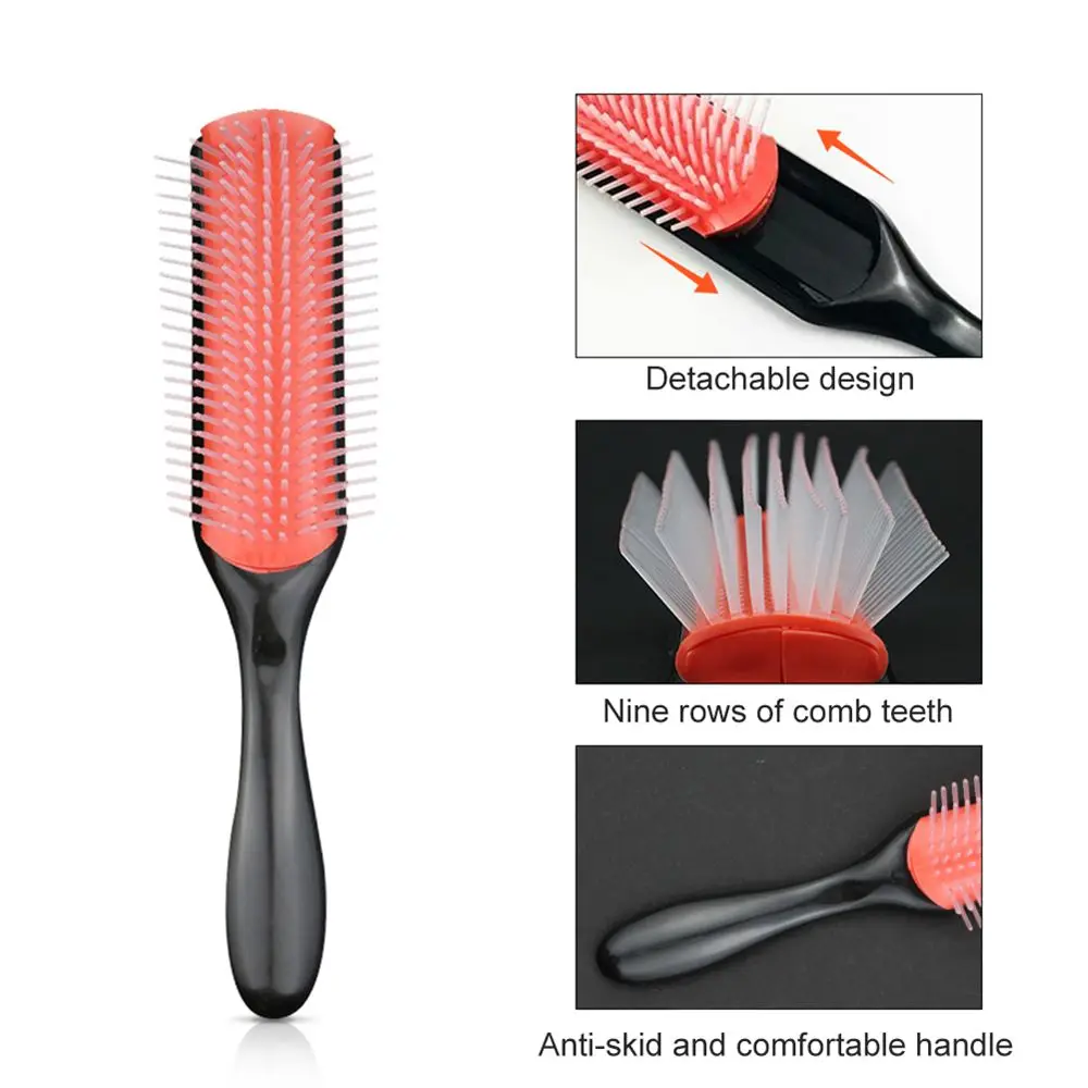 Wet Dry Bristles Smooth Tool Hairdressing Tool 9-Rows Detangling Hair Comb Hair Brush Scalp Massager