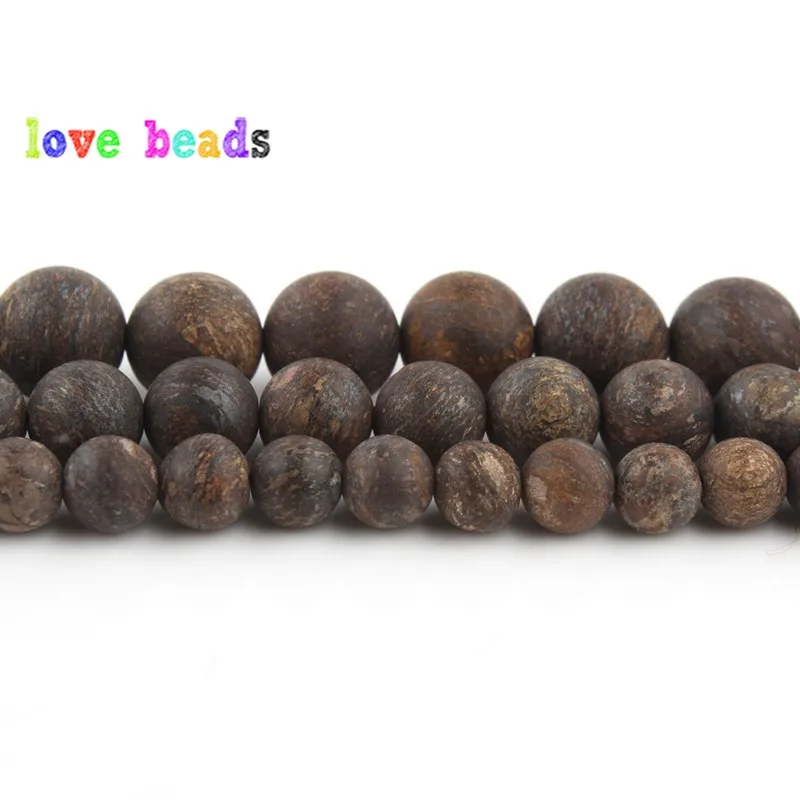 100% AAA+ Natural Matte Bronze Minerals Beads Dull Polished Brown Round Loose Stone Beads for Jewelry Making DIY Bracelet 15\