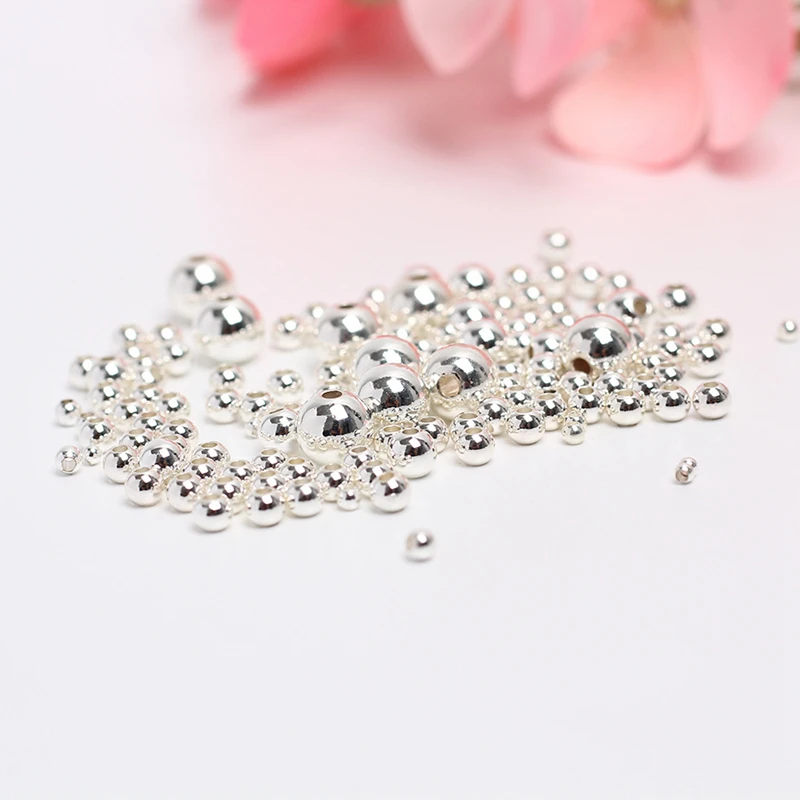 500 Pcs/Lot 2mm 2.5mm 3mm Gold-Color Silver Plated Smooth Round Spacers Ball Beads DIY Making For Jewelry Necklace Bracelets