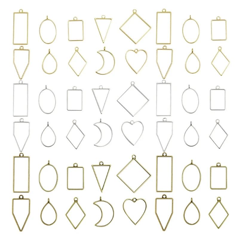 60 Pcs UV Epoxy Hollow Frames Resin Craft Bezels Pendants for Necklaces Earrings Making