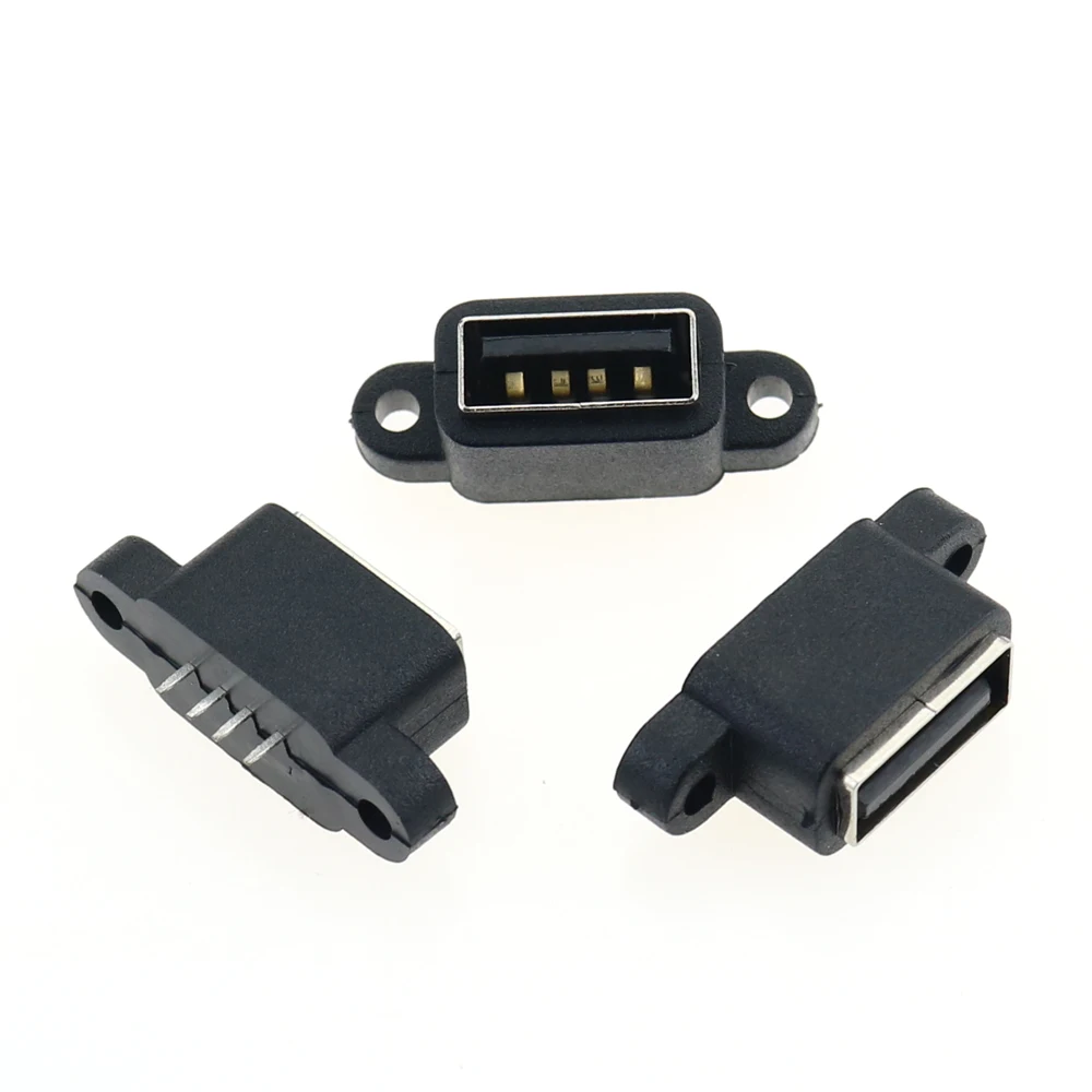 5pcs Waterproof USB 2.0 Charging Data Tail Plug-in USB Built-in Interface Port USB2.0 Connector Dock Jack Socket