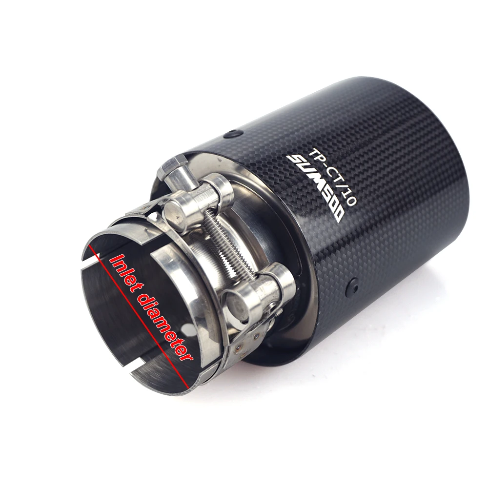 1 Piece Curling Style Glossy Carbon Fiber Car Exhaust Pipe 76/89/101mm Out Tail Ttips Universal Muffler Tip For Auto Modified