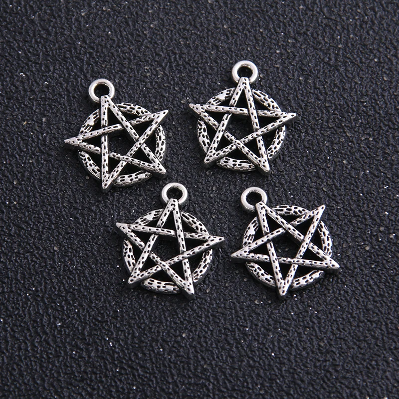 10pcs 18*19mm Lovely Star Pentagram Charm Vintage two color Pendant DIY Bracelet Necklace Jewelry Making Finding