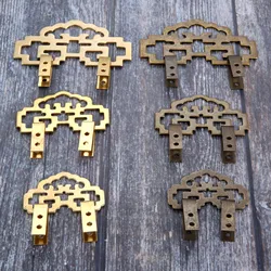DRELD 2Pcs Brass Decorative Frame Hanging Picture Oil Painting Mirror Frame Hooks Hangers With Screws Chinese Furniture Hardware