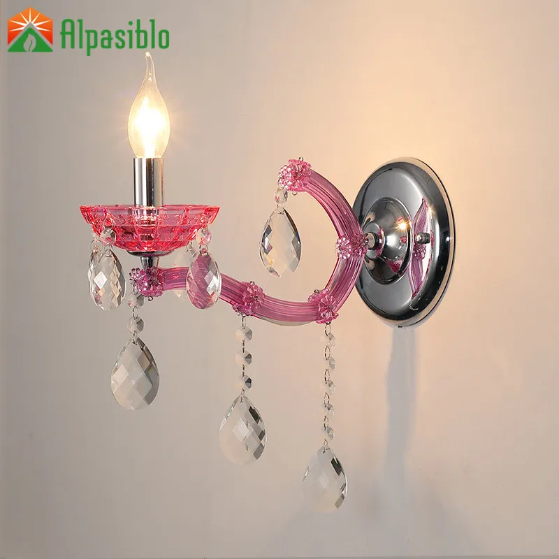 Luxury Wall Sconce Lighting European Pink Wall lights lamp girl bedside lamp crystal lamp Wall sconce bedroom stairs living room