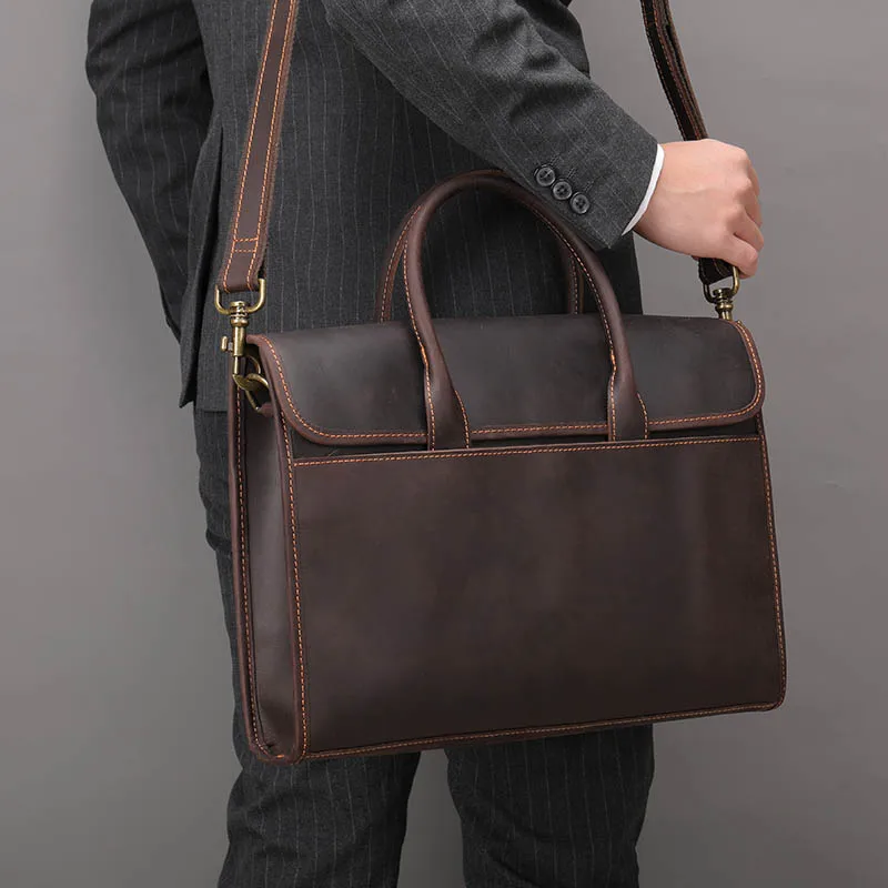 Luufan Genuine Leather Men Briefcase 13.3