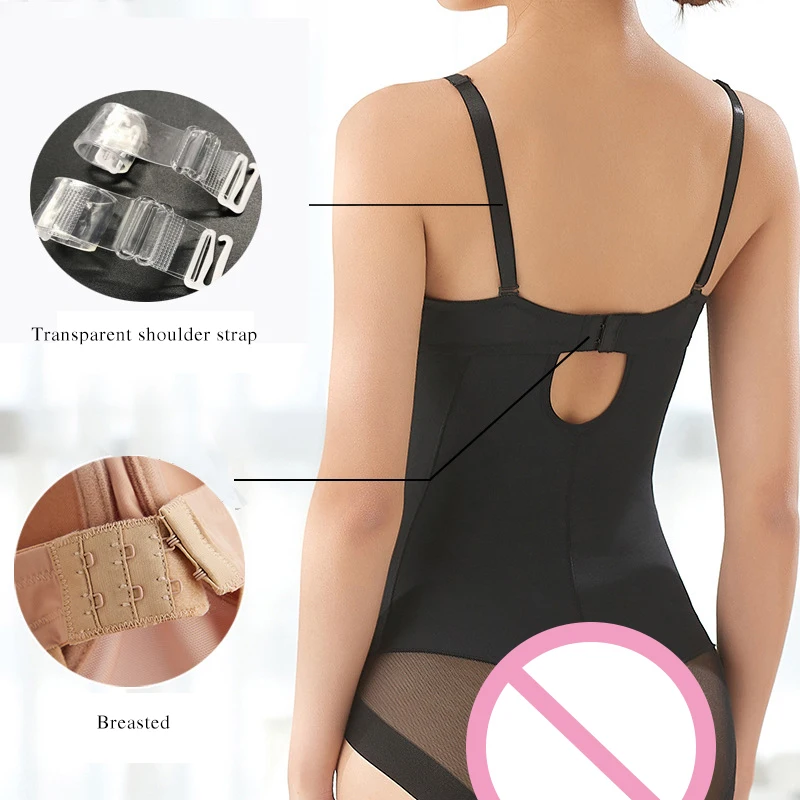 Damen Vintage Bodysuit Unterwäsche Verstellbare Bügel-Bodysuits Schwarz Dehnbar Nahtlose Shapewear Beige – Detail 5