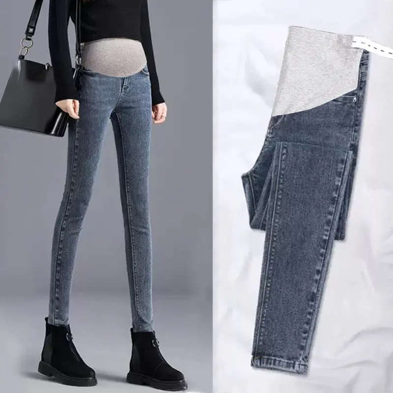 Maternity Jeans For Pregnant Women Abdominal Pants Pregnancy Clothes Spring Autumn Elastic Waist Denim Trousers