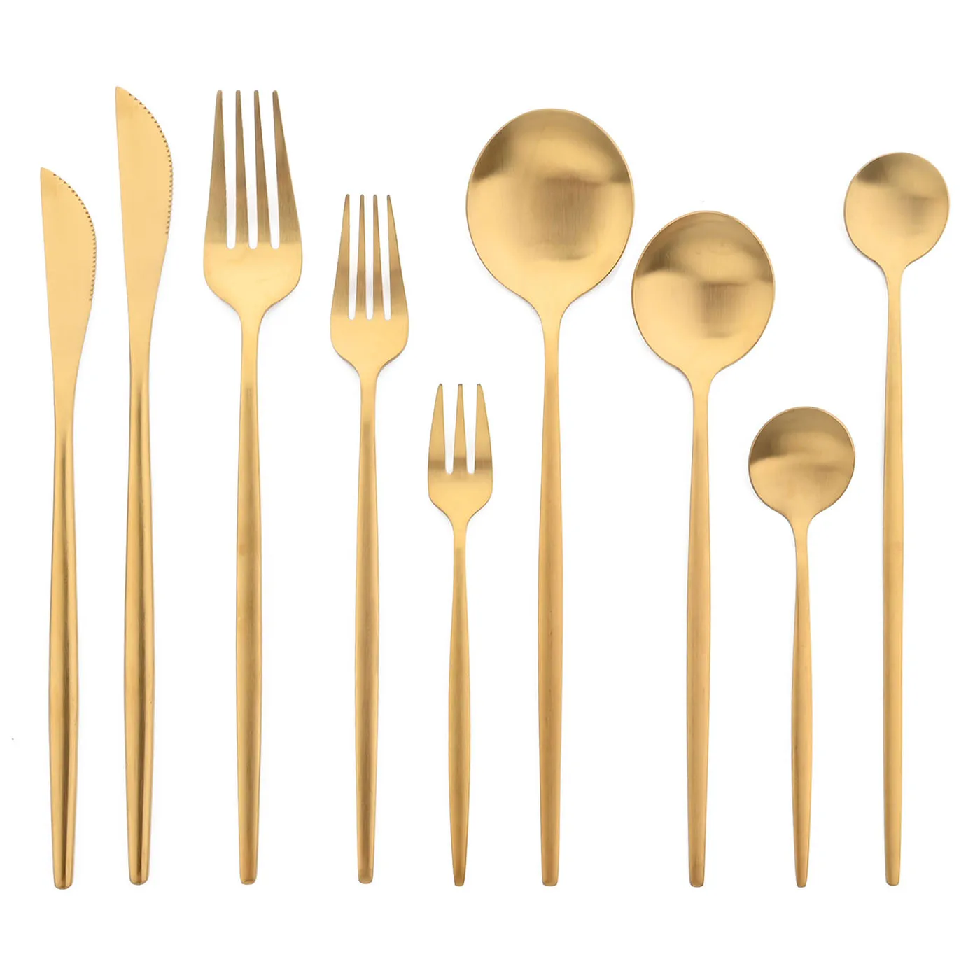 JANKNG Gold Cutlery Set Golden Spoons Forks Knives Flatware  Cutlery Set Stainless Steel Dinnerware Matte Dinner Silverware Set