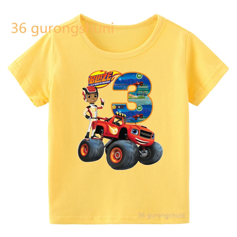 Maglietta per ragazze vestiti Blaze And The Monster macchine bambini ragazzi abbigliamento maglietta gialla ragazza grafica magliette abbigliamento