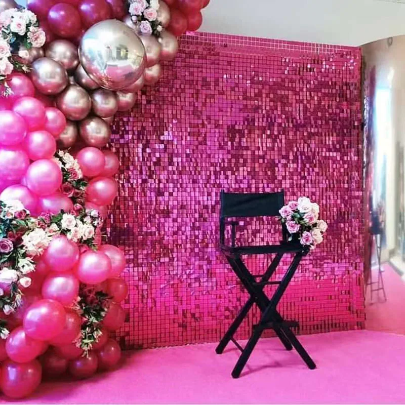 Telón de Fondo con Lentejuelas, Cortina de Láminas, Oropel Brillante, Decoración Centelleante, Medida 2 m, Ideal para Decorar Paredes, Fiestas, Baby
