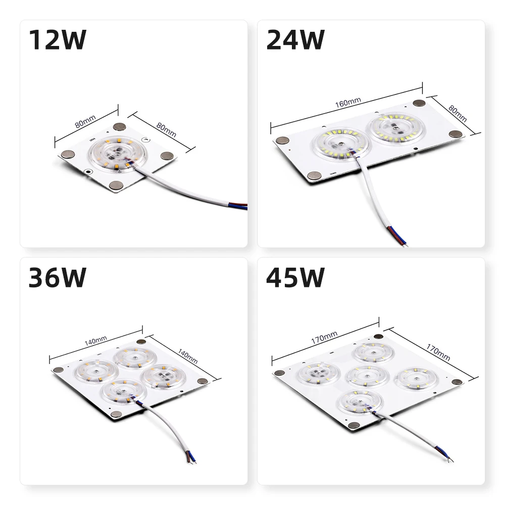 Módulos LED de AC220V, Chips de fuente de luz LED de 12W, 24W, 36W, 45W, 2700K, 6500K, lámpara de techo, cuentas LED instaladas con imanes, luz interior