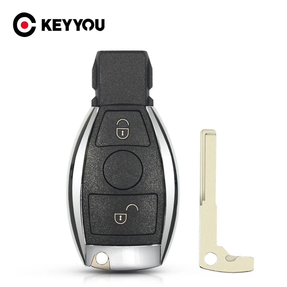 

KEYYOU 10pcs Smart Car Key Case for Mercedes Benz ML SL SLK CLK W211 Year 2000+ Supports Original BGA Key Case 2 Buttons