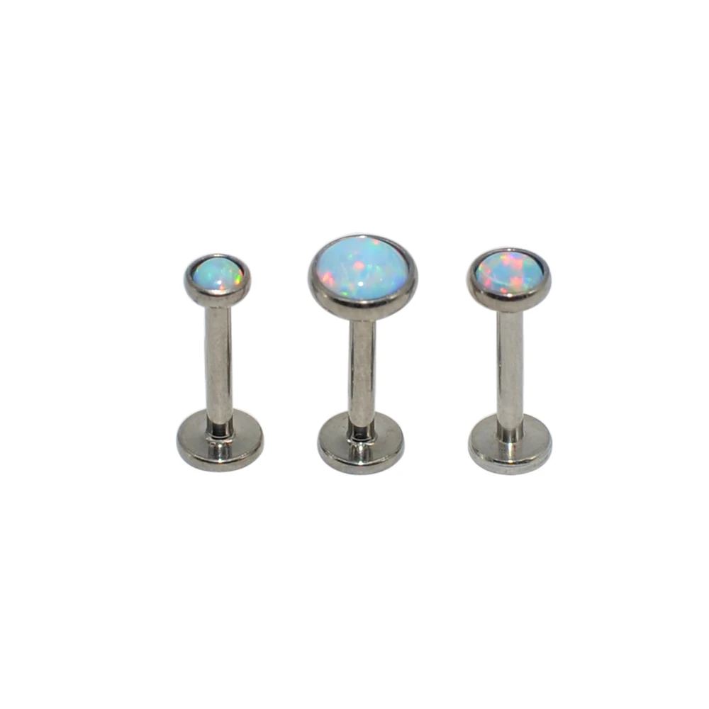 1PC G23 Titanium Internal Thread Opal Stone Labret Monroe Lip Stud Ring Opal Ear Cartilage Tragus Helix Earring Piercing Jewelry