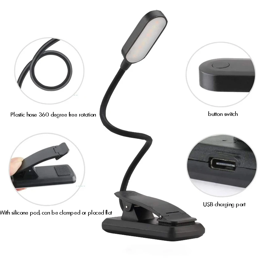 Rechargeable 9 LED Book Light, 3 Colortemperature x 3 Brightness, Reading Lights for Reading in Bed, Perfect Gift for Kids