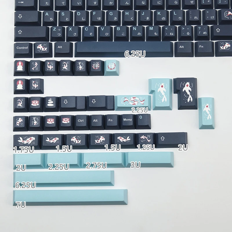 1 zestaw GMK Zen Pond Keycaps PBT Dye Subbed kluczowe czapki Cherry profil Keycap z 2.25U 2.75U 3U 7U spacja ISO Enter