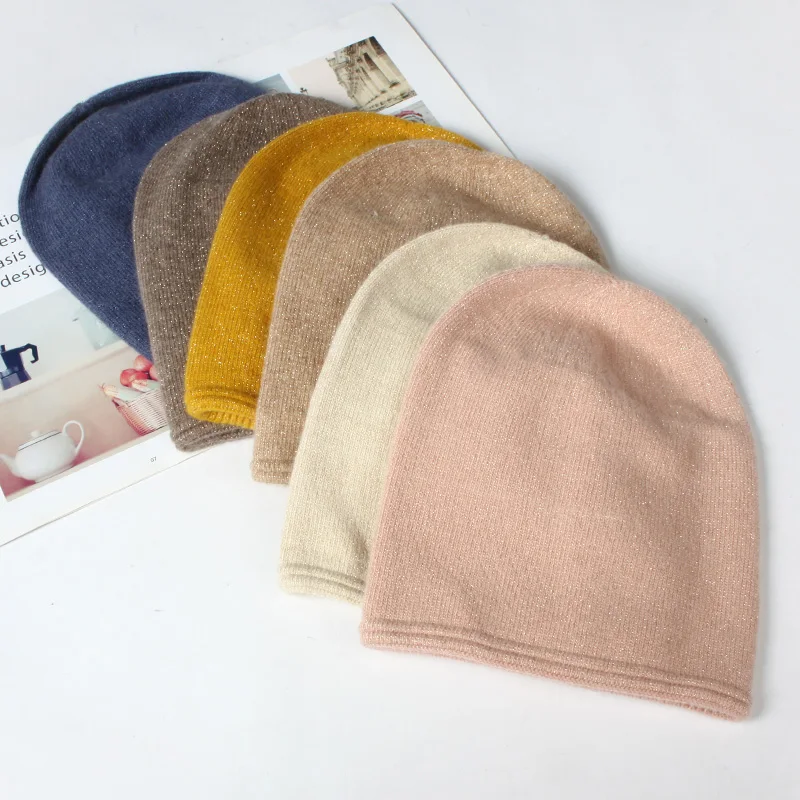 VISROVER 10 colorways unisex rabbit fur woman winter hat lurex best matched autumn winter beanies Warm soft bonnet skullies Gift