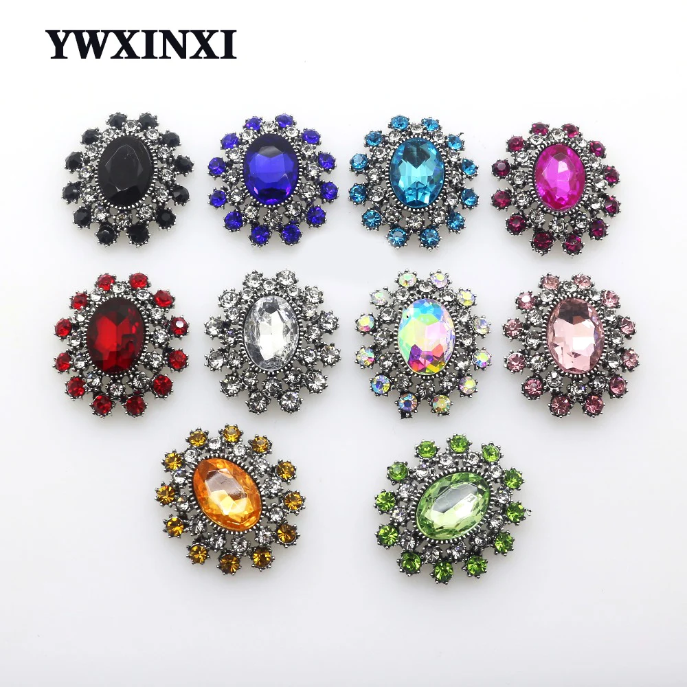 Delicate Shining Brooch 45*25mm 10pcs/set Crystal Accessories Fashion Gorgeous Wedding Invitation Holiday creative Decoration