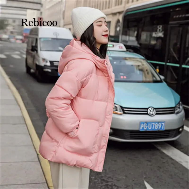 New Winter Women Jackets Fashion OL Parka Hooded Winter Jacket With Belt Loose Coat Women Button Down Jacket Ladies