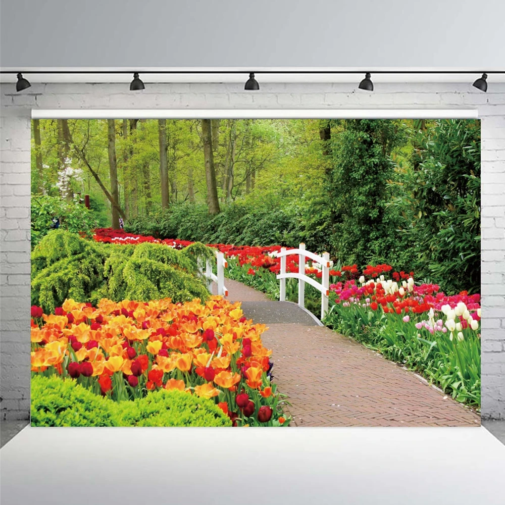 Yeele-خلفية للتصوير الفوتوغرافي في الربيع ، المناظر الطبيعية الطبيعية ، زهور الغابة ، الطوب ، الطريق ، الديكور ، استوديو الصور