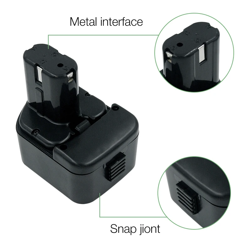 12V 2.0Ah Ni-CD Replacement Rechargeable Battery for Hitachi EB1212S EB1214S EB1226HL EB1220HL EB1230HL DS12VDF3 WH12DAF DS12DVB