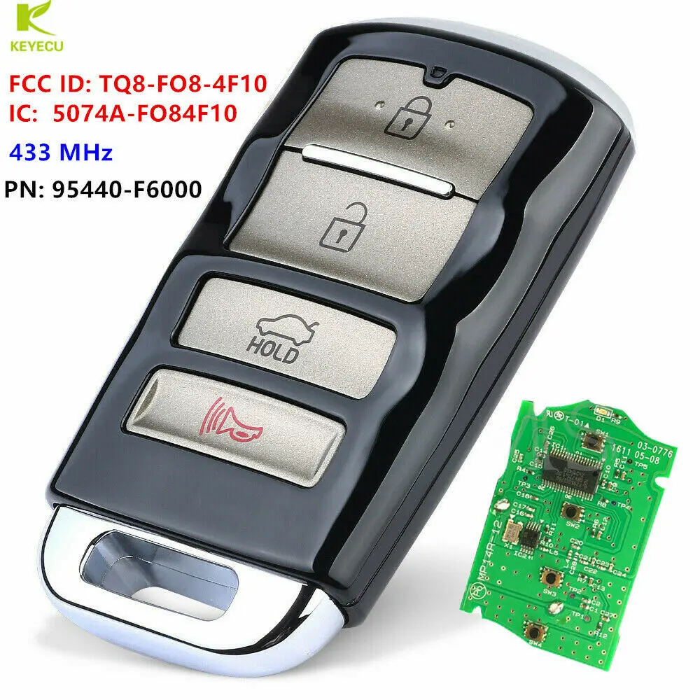 

KEYECU Aftermark/Genuine OEM Smart Proximity Remote Key 4Buttons 433MHZ for Kia Cadenza 2017-2019 PN: 95440-F6000 / TQ8-FO8-4F10