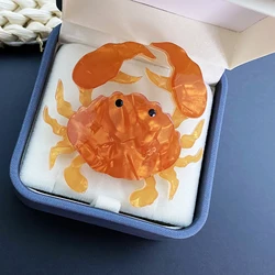 Fashion Crab Brooch Acrylic Pin For Women Holiday Routine Decoration Accessories Corsage Blouse Ornaments Bijoux Gift
