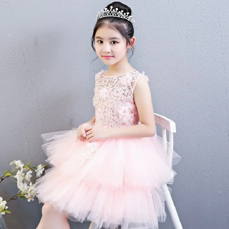 Princess dress girls fluffy wedding dress children dress female model catwalk tail evening dress host piano costume