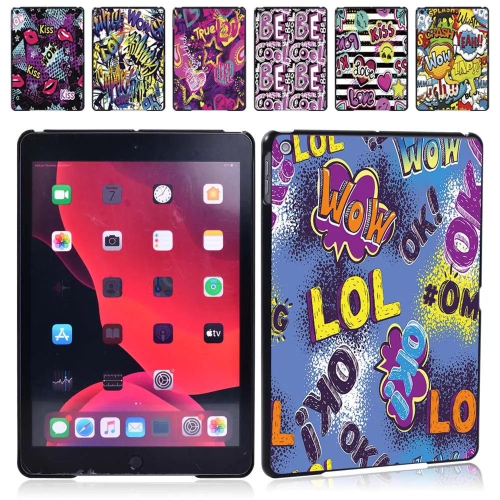 Graffiti Art Pattern Tablet Case Fit Apple IPad 8 2020 8th Gen 10.2 Inch Ultra Thin Plastic Hard Shell + Free Stylus