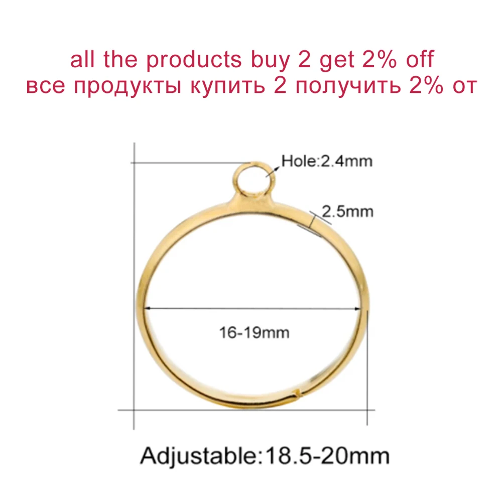 20pcs/8-20mm Round Adjustable Silver Plated Blank Fashion Rings With Hole Ring Settings For Jewelry Making Finding Supplies DIY