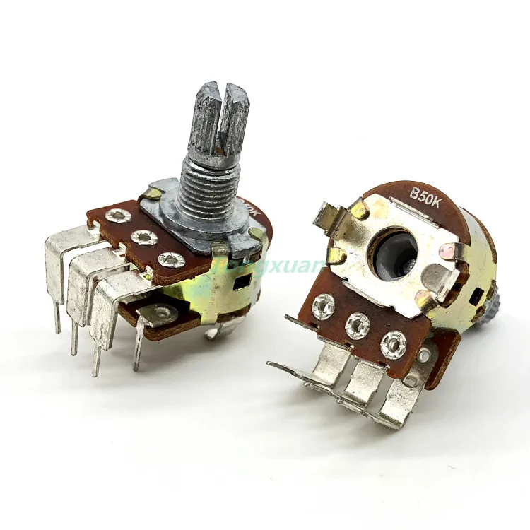 5pcs 148 16 Type Dual Volume Potentiometer Switch B50K B10K Plum Axis 15MM D1010