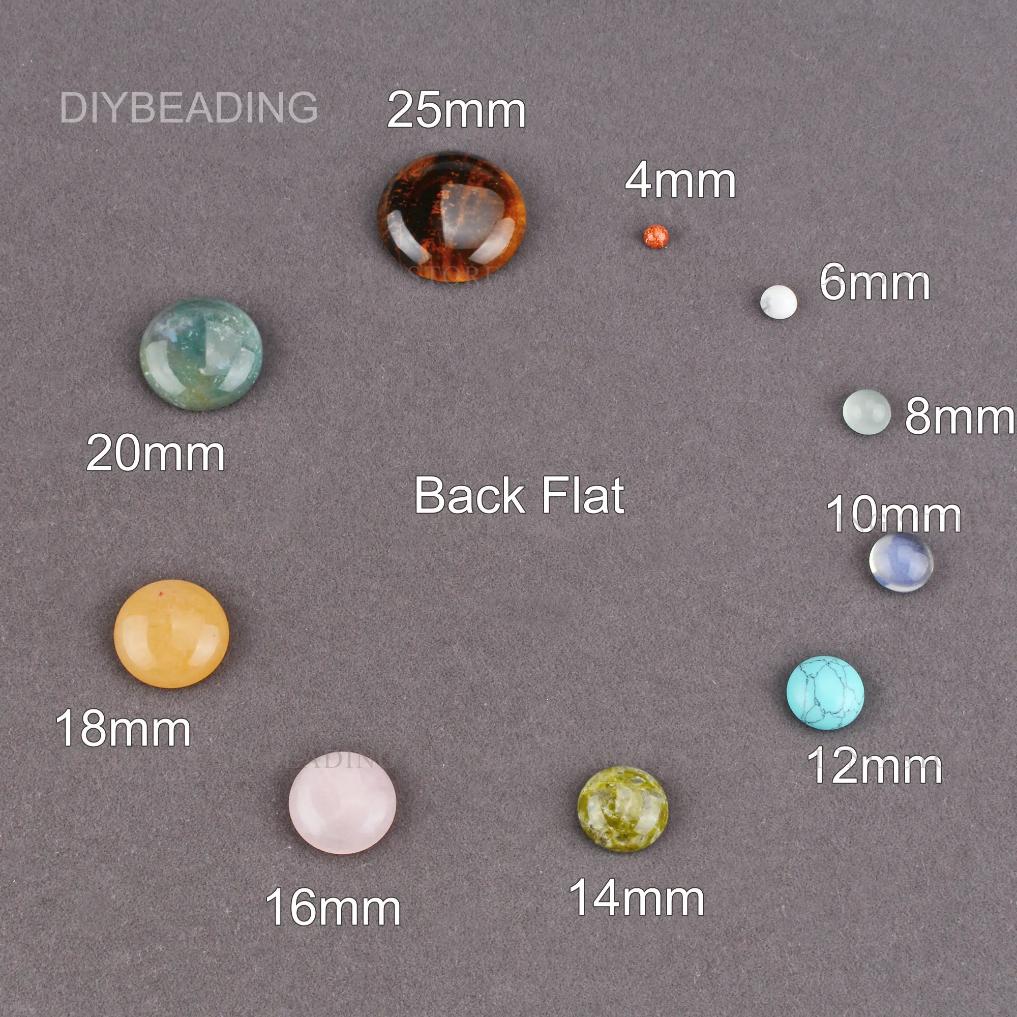 4mm 6mm 8mm 10mm 12mm 18mm 20mm Round Cabochon Stone for Earring Making Natural Gemstone and Crystal Flat Back Half Round Beads