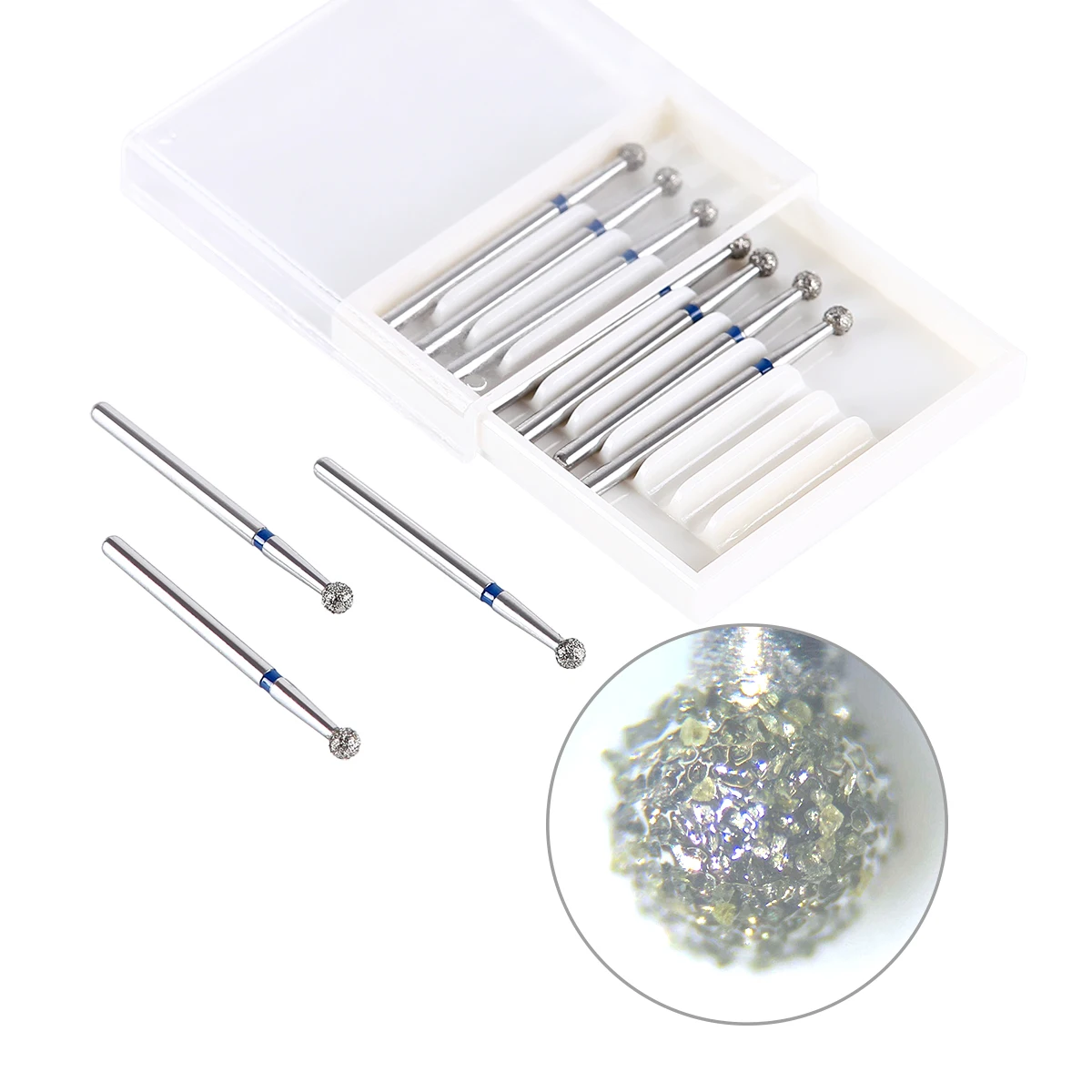 10pcs/Pack AZDENT Dental Diamond Burs Drill Ball Round Type Burs 25mm FG 1.6mm for High Speed Handpiece 450000r/Min