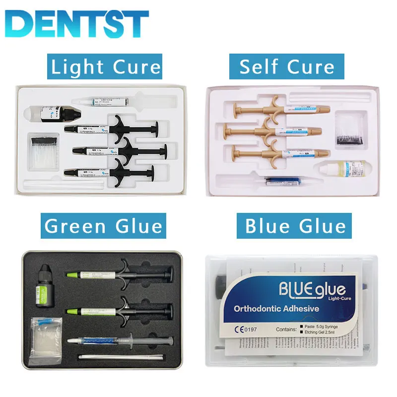 Dental Orthodontic Adhesive Light Cure Braces Glue Kit for Orthodontic Brackets Direct Bonding System Blue Glue