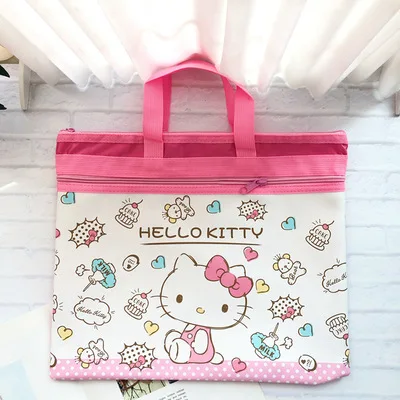 

Sanrio Kitty handbag double layer A4 file bag student tuition bag homework bag waterproof storage bag