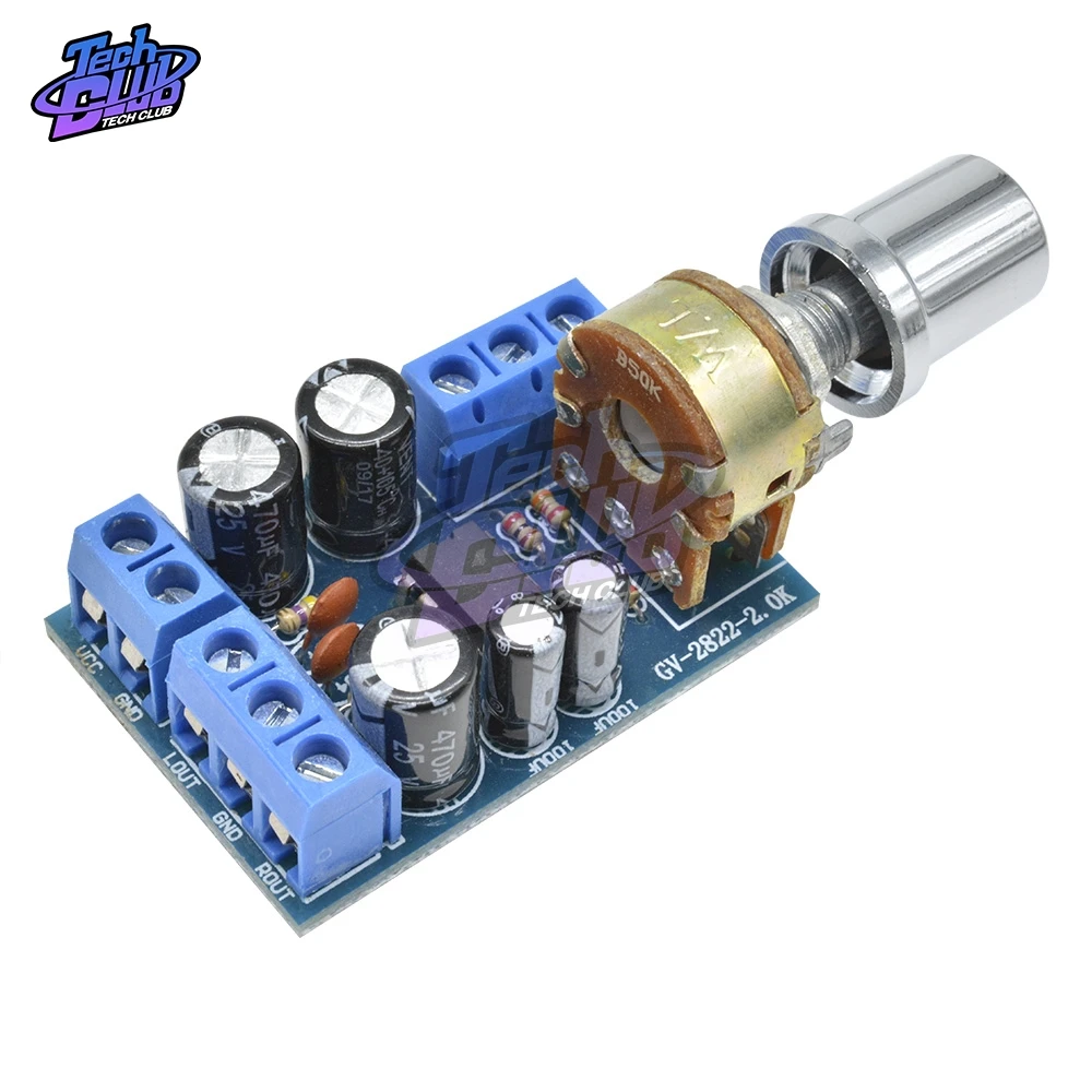 TDA2822 TDA2822M DC 5V 12V Mini 2.0 Channel 2*1W Stereo Audio Power Amplifier Board CAR Volume Control Potentiometer Module