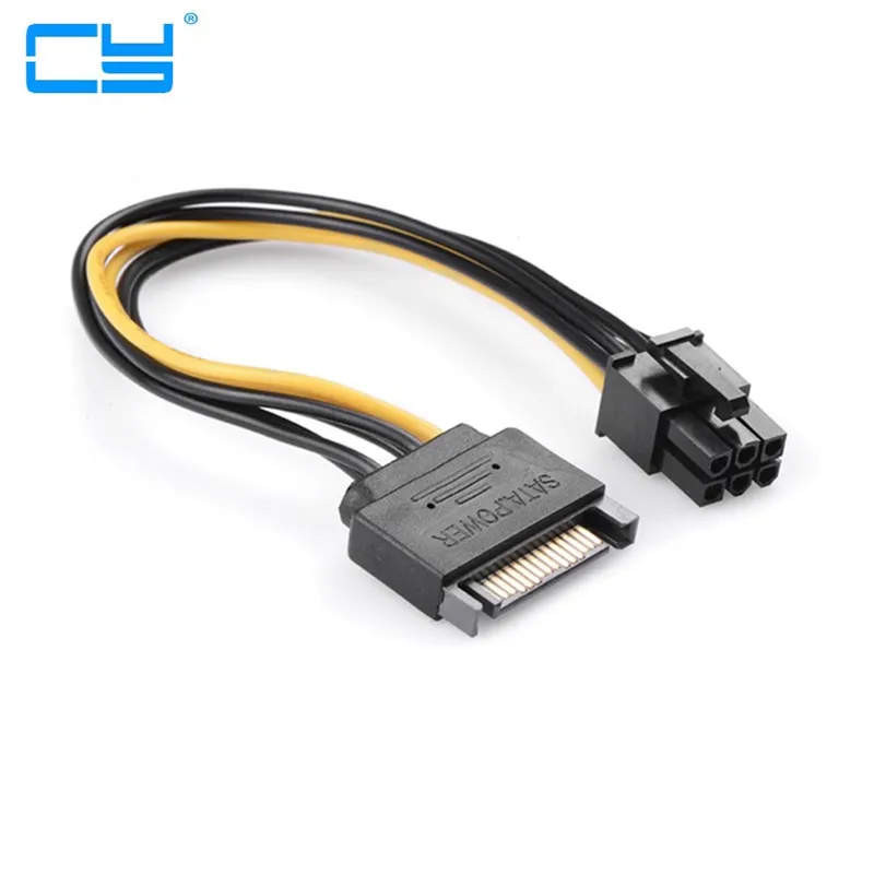 

SATA 15 Pin Male M to PCI-e pcie pci-Express pci express Card 6 Pin Female Graphics Video Card Power Cable 15cm