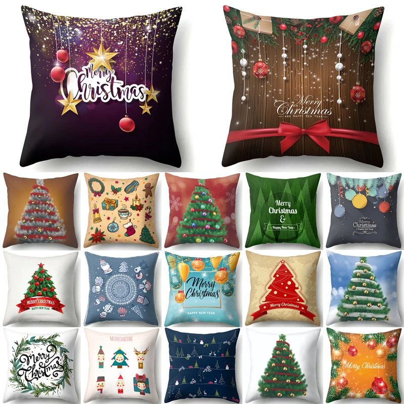 Christmas tree Snowflake Cushion Cover 45*45cm Decorative Pillows Xmas New Year Sofa Bed Home Decor Polyester Pillowcase 40543